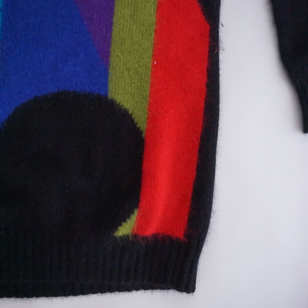 Vintage Rafaella Colorblock Fuzzy Turtleneck Sweater Whimsigoth 80s Retro M - Picture 5 of 8